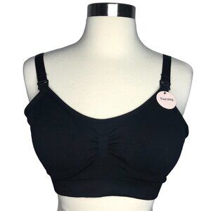 Kathy Maternity Full Coverage Nursing Bra Women's Black One Size Nylon‎ Wireless